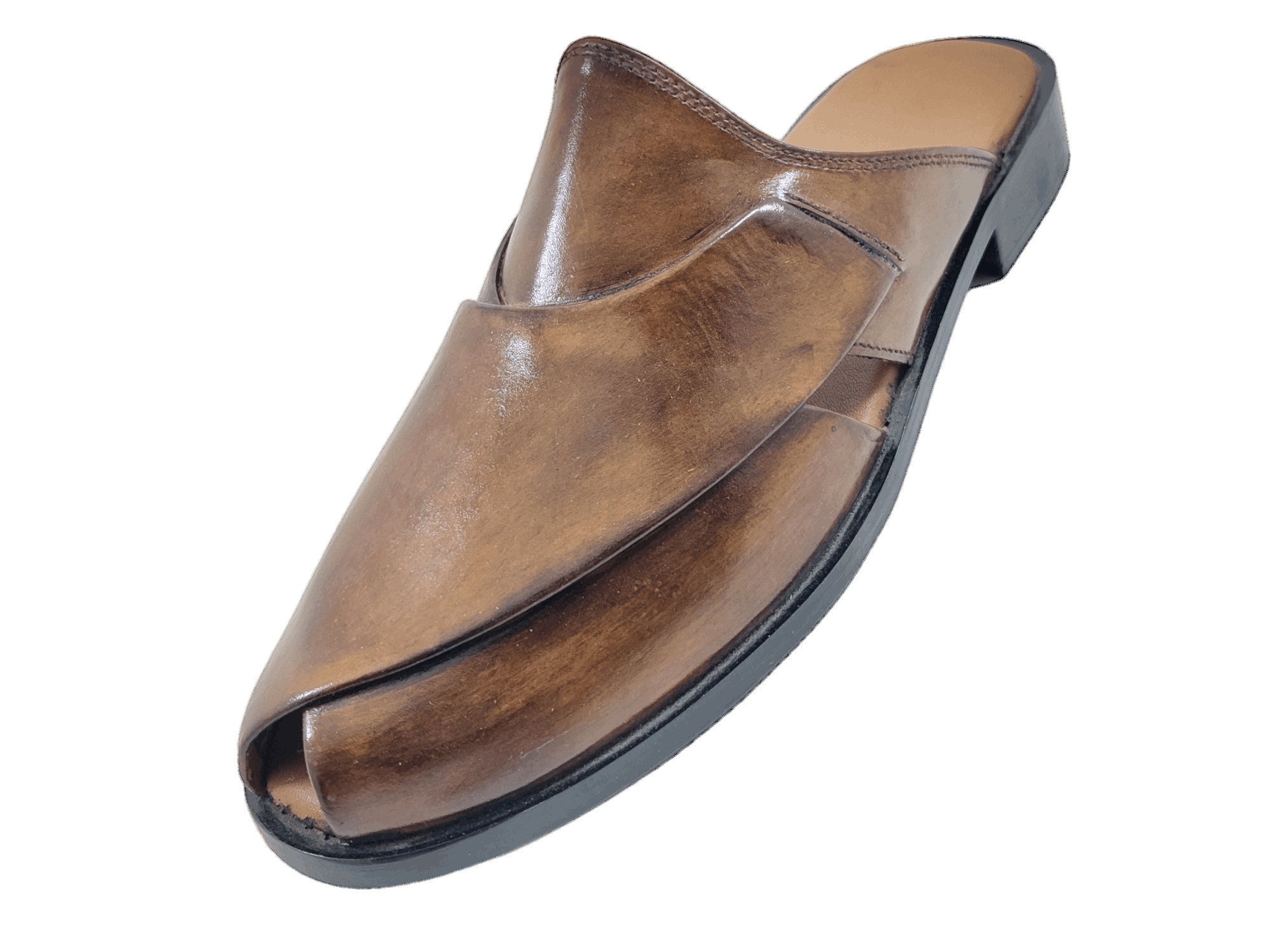 LEATHER BROWN MULES - 5143